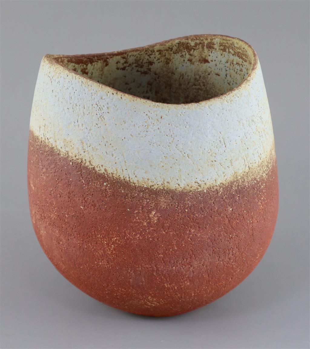 John Ward (b.1938). A hand-built stoneware vase, 21cm high
